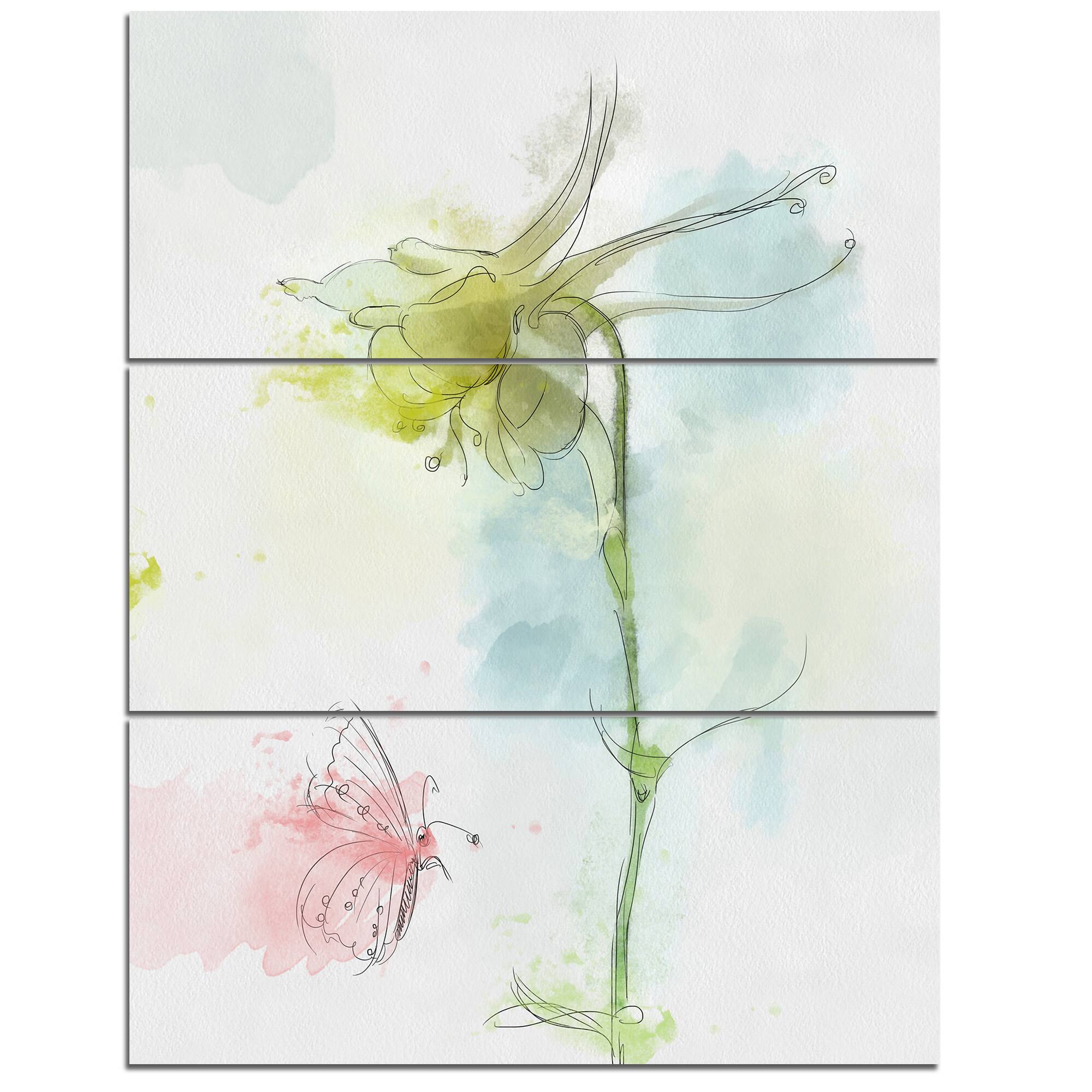 Designart - Bellflower Sketch and Butterfly